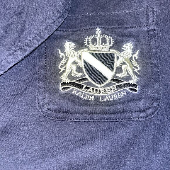Lauren Ralph Lauren Cotton Knit Blazer Navy Silver Embroidered Crest 2X - Picture 3 of 6